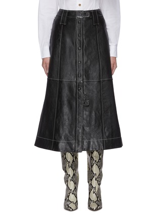 Main View - Click To Enlarge - GANNI - A-line lamb leather skirt