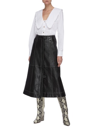 Figure View - Click To Enlarge - GANNI - A-line lamb leather skirt
