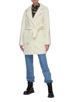 Figure View - Click To Enlarge - GANNI - Boucle wool wrap coat