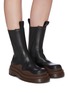 Figure View - Click To Enlarge - BOTTEGA VENETA - Wavy contrast rubber sole leather chelsea boots