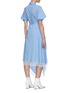 Back View - Click To Enlarge - JONATHAN LIANG - Violet stripe lace trim short sleeve shirt dress