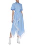 Figure View - Click To Enlarge - JONATHAN LIANG - Violet stripe lace trim short sleeve shirt dress