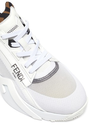 Detail View - Click To Enlarge - FENDI - Flow' Deconstructed Side Zip Leather Sneakers