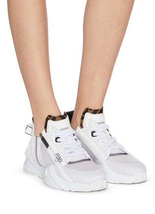 Figure View - Click To Enlarge - FENDI - Flow' Deconstructed Side Zip Leather Sneakers