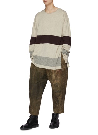 Figure View - Click To Enlarge - ZIGGY CHEN - Raw edge colourblock cashmere knit sweater