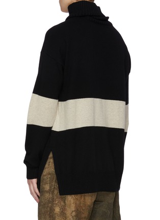 Back View - Click To Enlarge - ZIGGY CHEN - Ribbed turtleneck colourblock cashmere knit sweater