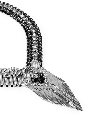 Detail View - Click To Enlarge - IOSSELLIANI - Deco cheetah crystal fringe necklace