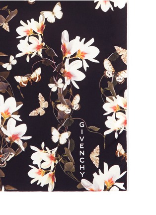 Detail View - Click To Enlarge - GIVENCHY - Moth magnolia print silk satin scarf