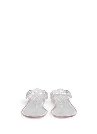 Front View - Click To Enlarge - STUART WEITZMAN - 'Mermaid' crystal jelly flip flops