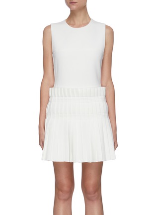 Main View - Click To Enlarge - DION LEE - Pleat skirt sleeveless mini dress