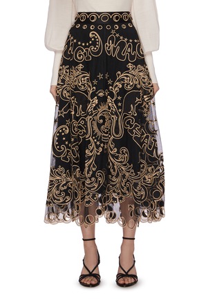 Main View - Click To Enlarge - ZIMMERMANN - 'Ladybeetle Fortune' graphic embroidered tulle midi skirt