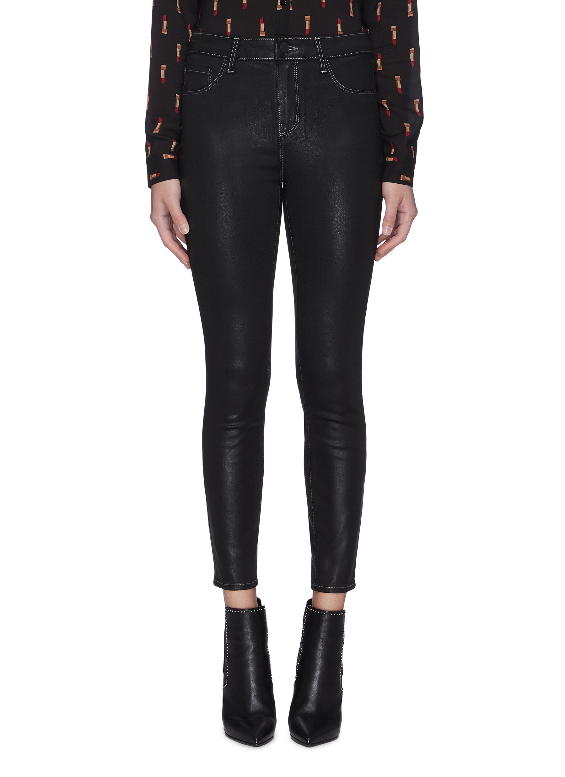 L AGENCE 'MARGOT' COATED CROP SKINNY JEANS