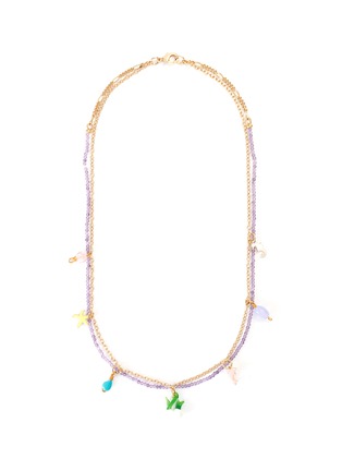 Main View - Click To Enlarge - GAVIRIA - Ying Yang pearl crystal turquoise 18k gold plated necklace