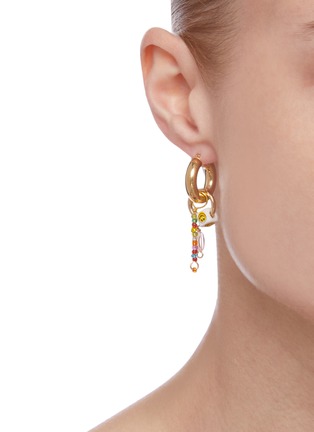 Figure View - Click To Enlarge - GAVIRIA - Smiley crystal charm 18k gold plated silver single earrings