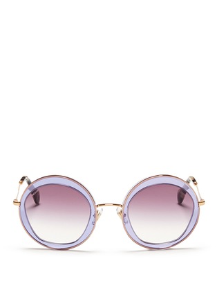 Main View - Click To Enlarge - MIU MIU - Acetate inlay wire round frame sunglasses