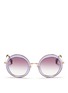 Main View - Click To Enlarge - MIU MIU - Acetate inlay wire round frame sunglasses