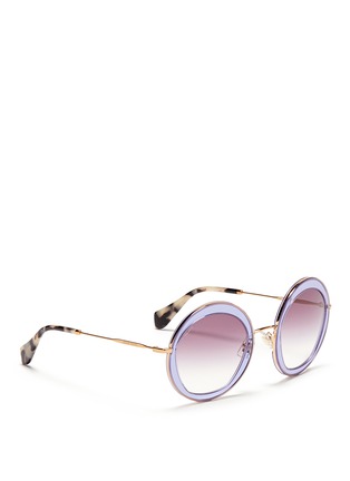 Figure View - Click To Enlarge - MIU MIU - Acetate inlay wire round frame sunglasses