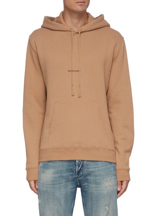 Main View - Click To Enlarge - SAINT LAURENT - 'Rive Gauche' logo embroidered oversized hoodie