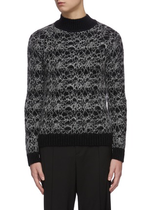 Main View - Click To Enlarge - SAINT LAURENT - 'Arachneen' abstract embroidered turtleneck sweater