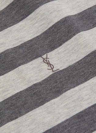  - SAINT LAURENT - Logo embroidered stripe cotton T-shirt