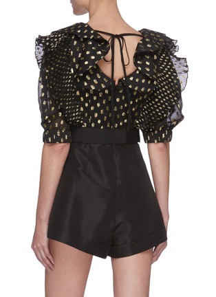 Back View - Click To Enlarge - SELF-PORTRAIT - Dotted fil-coupé belted playsuit