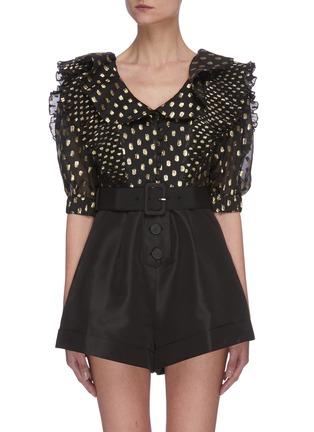 Main View - Click To Enlarge - SELF-PORTRAIT - Dotted fil-coupé belted playsuit