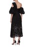 Back View - Click To Enlarge - SELF-PORTRAIT - Leaf guipure lace asymmetric neck puffed sleeve midi dress