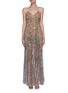 Main View - Click To Enlarge - SELF-PORTRAIT - Leaf sequin embellished ruffle maxi dress