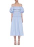 Main View - Click To Enlarge - SELF-PORTRAIT - Ruched panel off-shoulder midi dress