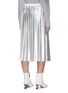 Back View - Click To Enlarge - THE KEIJI - Foil stripe pleated skirt