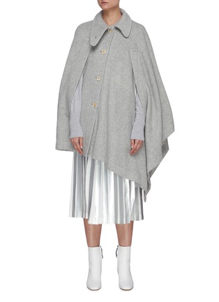 Main View - Click To Enlarge - THE KEIJI - Asymmetric draped cape coat