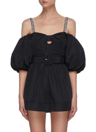 Main View - Click To Enlarge - SELF-PORTRAIT - Balloon sleeve taffeta bow playsuit