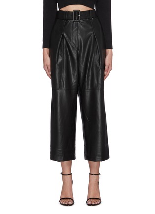 Main View - Click To Enlarge - SELF-PORTRAIT - Belted faux leather culottes