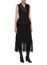 Detail View - Click To Enlarge - SELF-PORTRAIT - Tailored crepe and chiffon midi dress