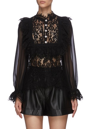 Main View - Click To Enlarge - SELF-PORTRAIT - Fine corded lace ruffle top