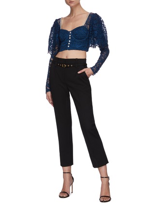 Figure View - Click To Enlarge - SELF-PORTRAIT - Lace long sleeve crop top