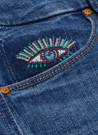  - MOTHER - 'Double Looker' eye embroidered fray hem jeans