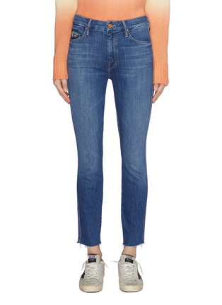 Main View - Click To Enlarge - MOTHER - 'Double Looker' eye embroidered fray hem jeans