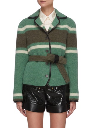 Main View - Click To Enlarge - PHILOSOPHY DI LORENZO SERAFINI - Contrast piping brushed wool blend jacket