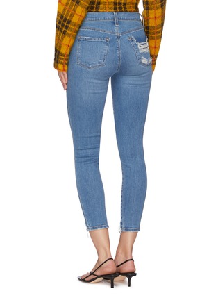 Back View - Click To Enlarge - J BRAND - Rip Step Hem Mid Rise Stretch Skinny Jeans