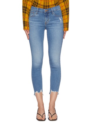 Main View - Click To Enlarge - J BRAND - Rip Step Hem Mid Rise Stretch Skinny Jeans