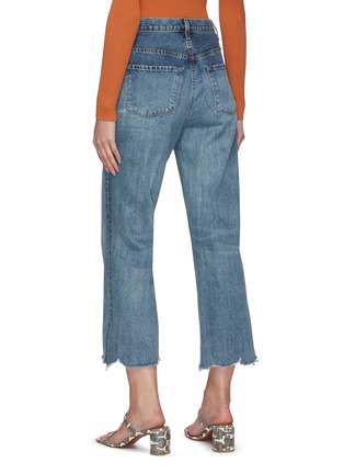 Back View - Click To Enlarge - J BRAND - Joan' Rip Hem Wide Leg Crop Denim Jeans