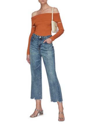 Figure View - Click To Enlarge - J BRAND - Joan' Rip Hem Wide Leg Crop Denim Jeans