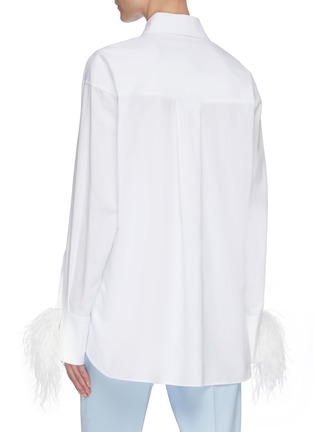 Back View - Click To Enlarge - HELLESSY - 'Tatiana' feather trimmed cuff cotton blend shirt
