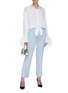 Figure View - Click To Enlarge - HELLESSY - 'Tatiana' feather trimmed cuff cotton blend shirt