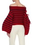 Back View - Click To Enlarge - HELLESSY - Renata' contrast stripe off shoulder balloon sleeve knit sweater