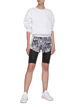 Figure View - Click To Enlarge - ADIDAS BY STELLA MCCARTNEY - Leopard print elastic waist running shorts