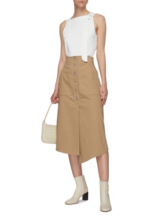 Figure View - Click To Enlarge - TIBI - Chalky drape snap flap tank top