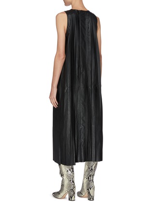 Back View - Click To Enlarge - TIBI - 'Tissue' Pleated Faux Leather Sleeveless dress