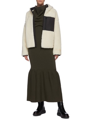Figure View - Click To Enlarge - 3.1 PHILLIP LIM - Hooded contrast panel shearling jacket